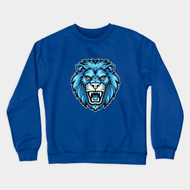 Loin Face in Blue Tones Crewneck Sweatshirt by DavidLoblaw